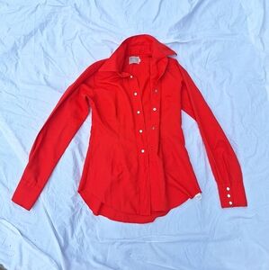 Red Button-Up Shirt Ranch Wear